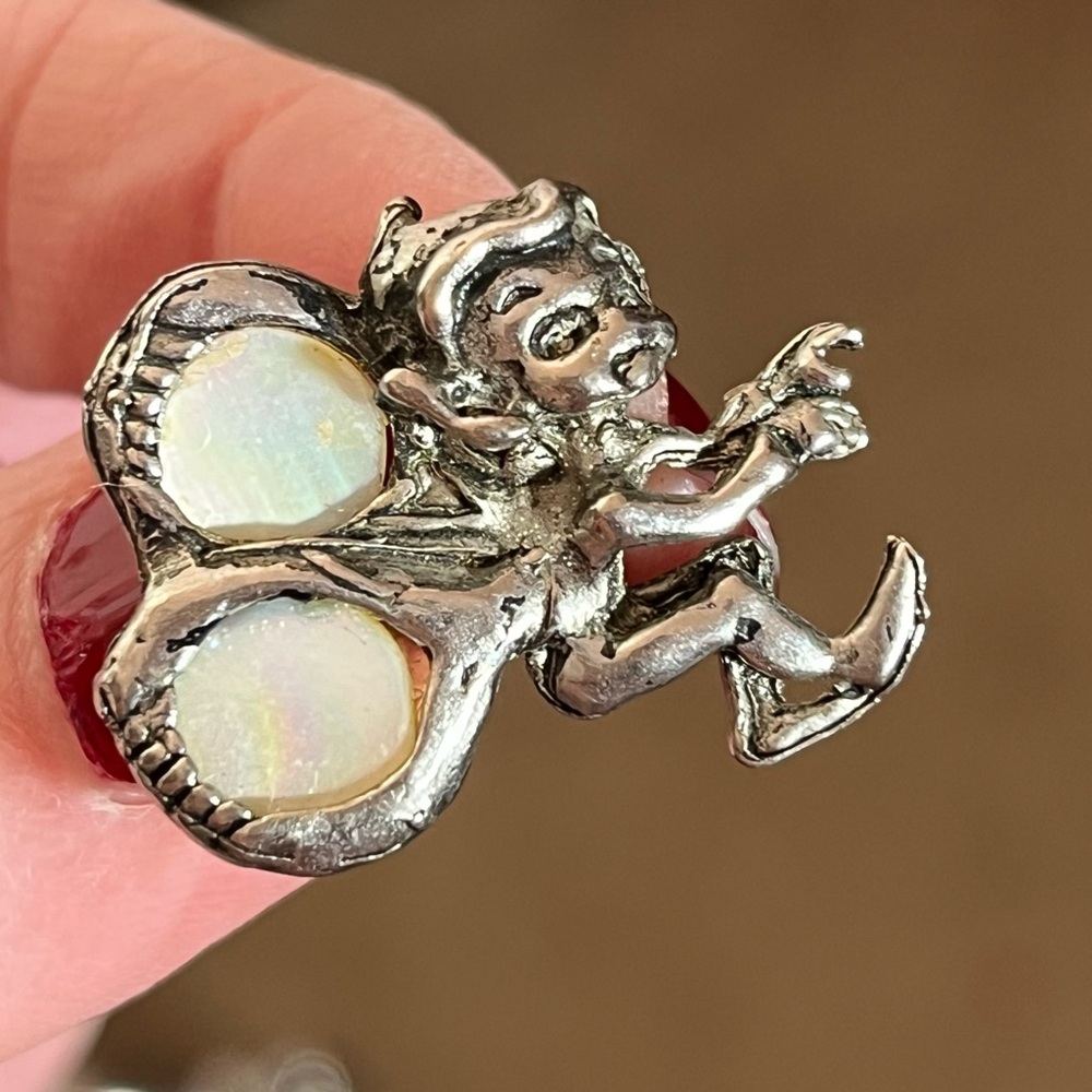 Cyvra Fairy Elf Sterling Silver MOP Vintage Fairycore tiny brooch